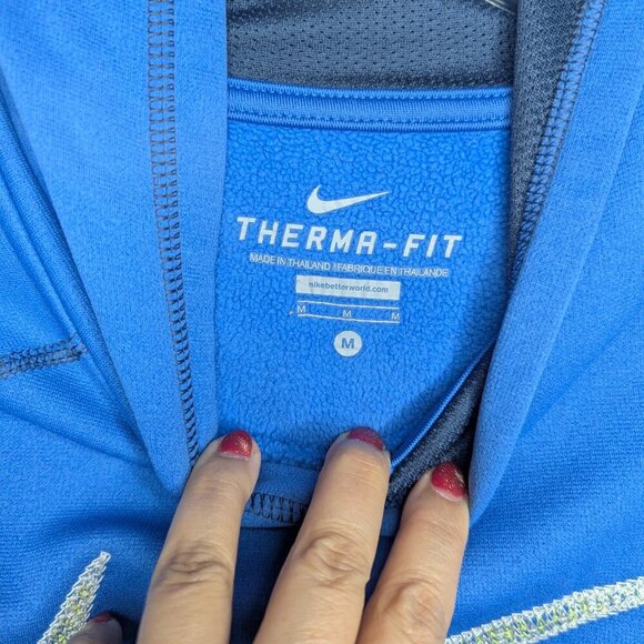 Nike Therma Fit Hoodie Blue Embroidered logo SZ M - Picture 5 of 5